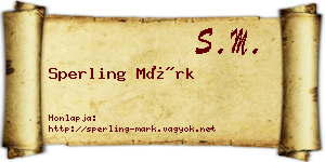 Sperling Márk névjegykártya